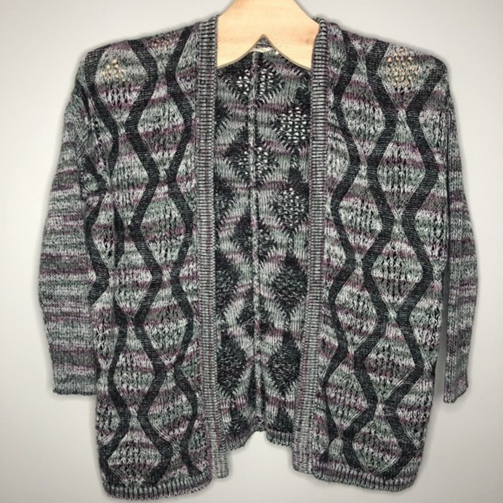 Soft Surroundings Women's Large Wool Blend‎ Loose Knit Cardigan Duster Sweater